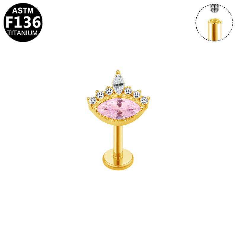 Gaibei G23 Titanium Tragus Piercing with Inner Thread and Water Drop Zirconia 3D Design