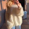 Women's Autumn/Winter Loose Off-Shoulder Mink Fur Sweater