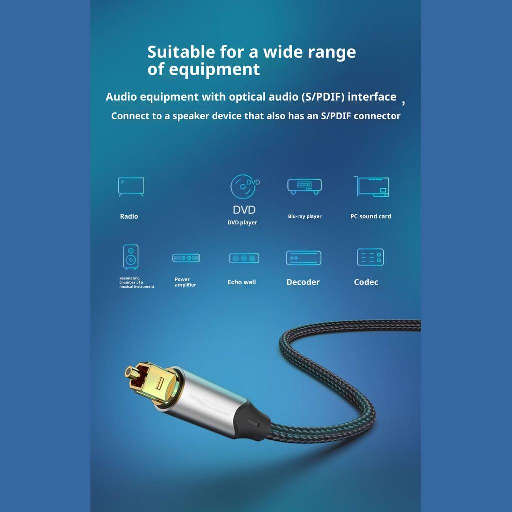 Fast speed Digital Optically Cable TOSLINK to 3.5mm Port Connection Gold Plated Plugs for Stable Sound Transmission