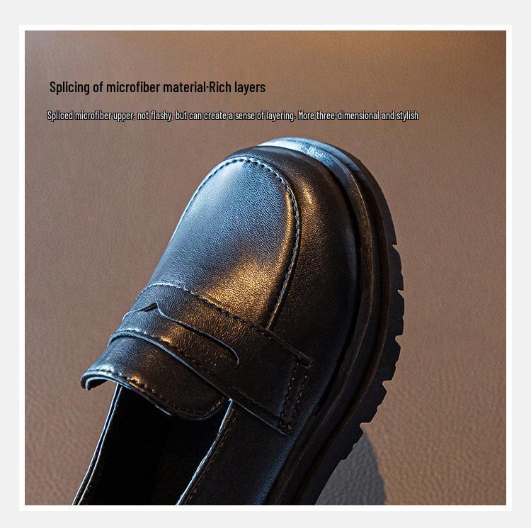 Children's Black Leather British-Style Retro Princess Shoes for Spring & Autumn 2025