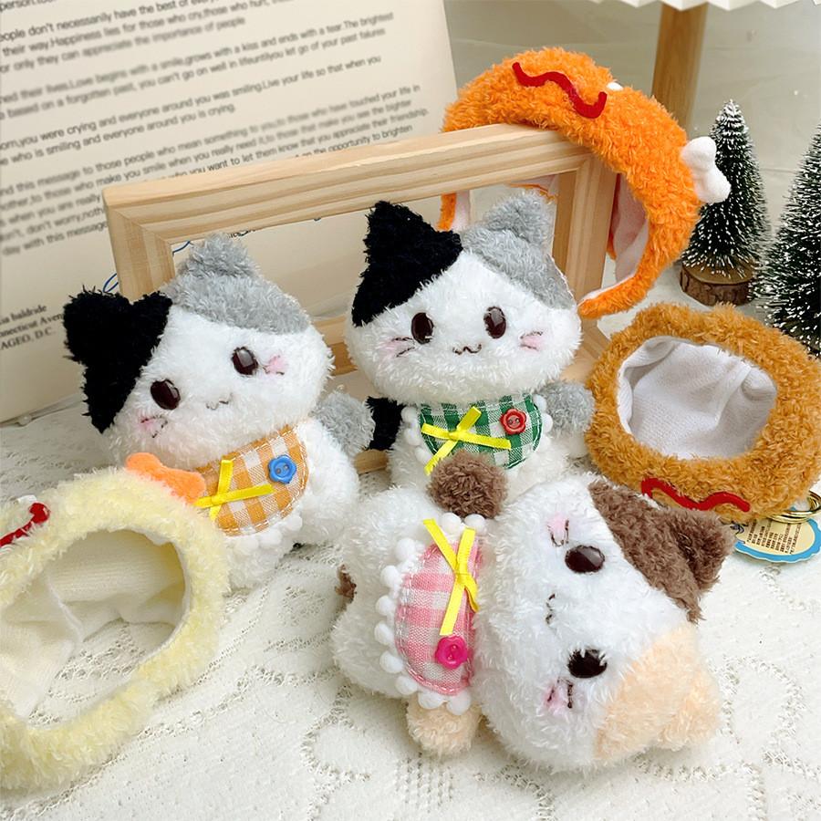 Cute Cat Plush Keychain With Short Pile Fabric For Backpack Decoration
