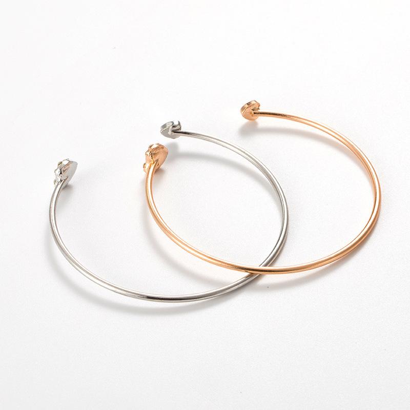 1 Piece Full Diamond Heart Opening Bracelet, Heart-Shaped Bracelet, Versatile Accessory Jewelry Bracelet