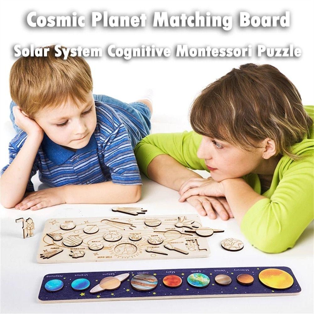 Matching Science Children Boy Girl Solar System Puzzle Jigsaw Tray Wooden Puzzle Planet Puzzles