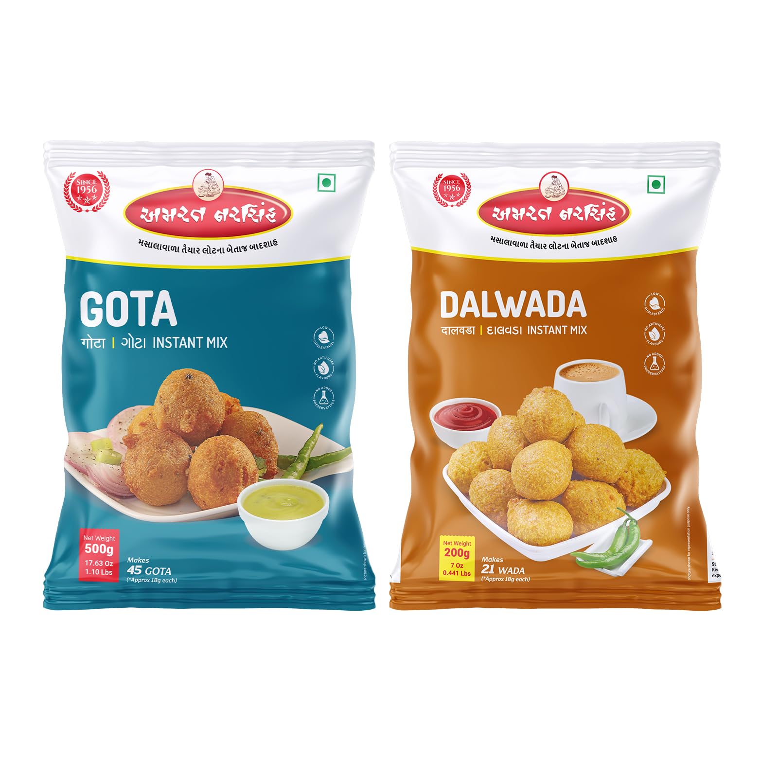 Amrat Narsih Gota (500gm) & Dalwada (200gm) Instant Mix Combo Pack | Monsoon Delight | Hot & Spicy Breakfast