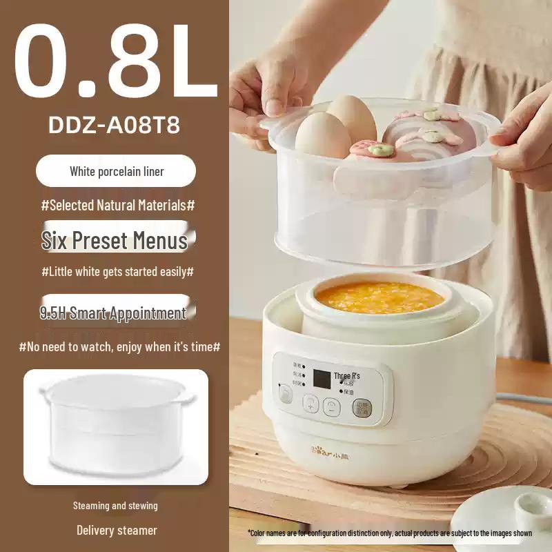 Little Bear Electric Ceramic Stew Pot with Steamer