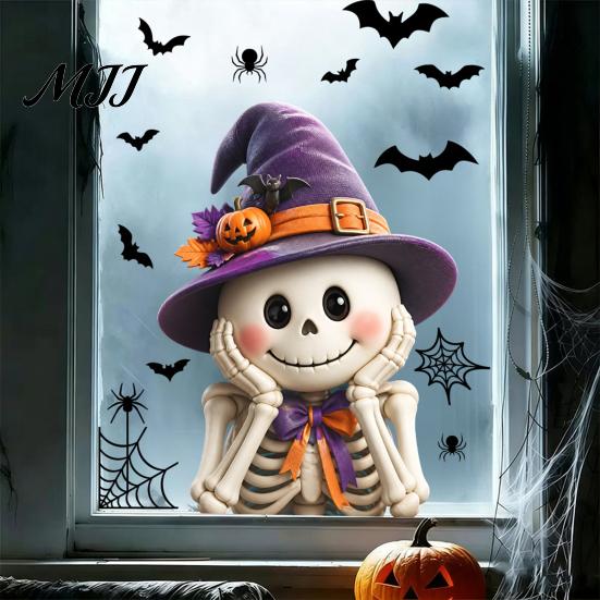 Seasonal Party Accessories Halloween Ghost Glass Sticker, Cartoon Static Window Cling for Decorative Film Parties, Waterproof Decoration