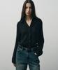 NOIRER FOR WOMAN Wool Crochet Slim Fit Shirt (Black)