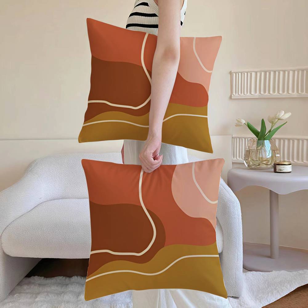 

Morandi Geometric Abstraction Pillow Case Anti-dustmite Invisible zipper Sofa Bed 12x12Inch