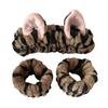 2Pcs/Set Women Hairband Wristband Set Cartoon Cat Ear Decor Soft Breathable Fabric Headband Wristband Set