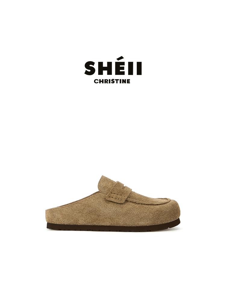 [Lan Cabinet] Old Money Bread~ Autumn and Winter Inner Height Increase Baotou Birkenloafer Single Shoes Women's Half Slippers Women's External Wear