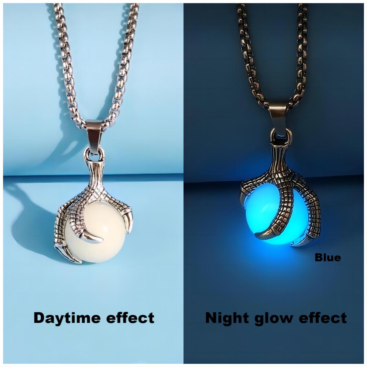 

Vintage Glowing Dragon Claw Necklace Hip Hop Street Light Up Pendant Men s Accessory