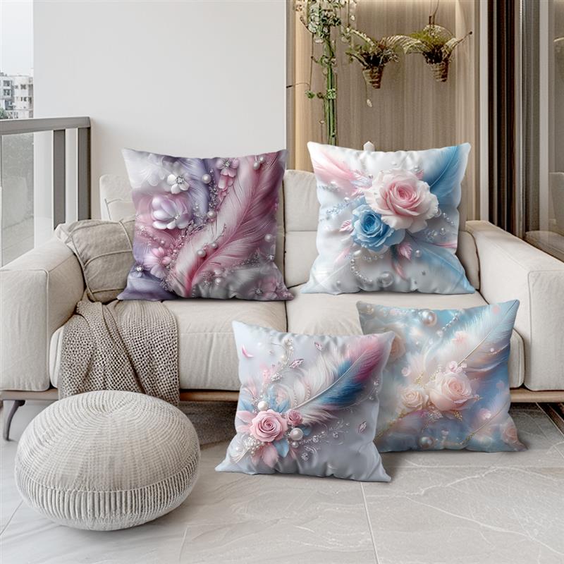 1 Pc Plume Decor Pillow Cover For Home Living Room Bedroom Sofa Office Decorative Pillowcase Soft Throw Pillows 45*45 Cm