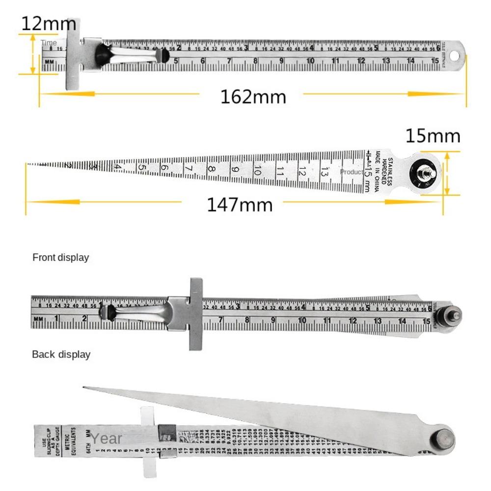 Stainless Steel Feeler Gauge Measuring Tool Gap Gauge Depth Ruler Tapered Ruler Taper Welding Gauge