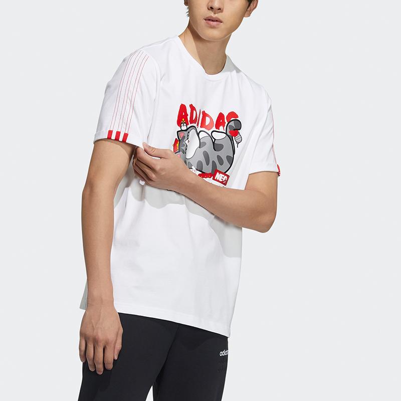 Adidas Neo CNY Series M Cny Ww Tee Casual Sports Crew Neck Short Sleeve T-Shirt Men Tops White GP5746