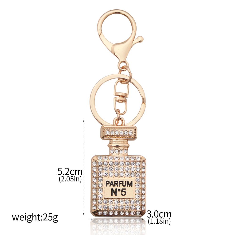 Fashion Creative Rhinestone Butterfly Perfume Keychain Hip Hop Cuban Necklace No. 5 Pendant for Women Elegant Holiday Jewelry