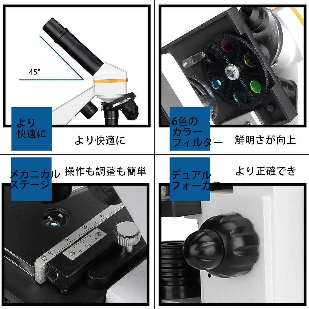 SVBONY SV601 Compound Monocular Microscope, 40X-1600X High Magnification Biological Microscope with Dual LED Lighting System, Single-Axis CoarseFine