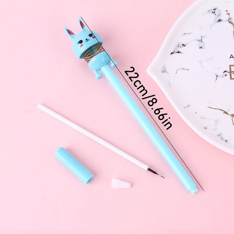 1Pc Cartoon Shaking Head Rabbit Gel Pen Kawaii Spring Bunny Pens 0.5mm Black Ink Student Stationery Funny School Office Stationery Gifts Back To Schoo