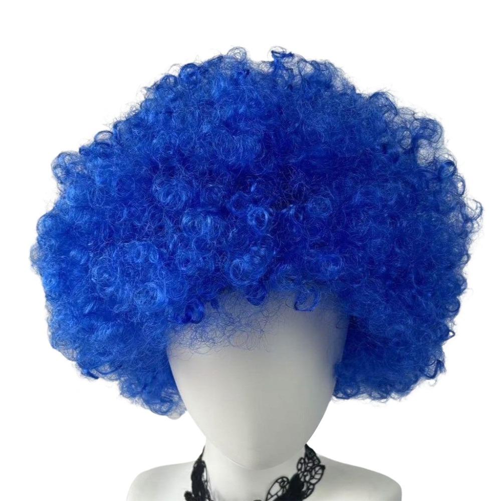 

Women s wigs Cosplay Blonde Wig Pink Synthetic Wig Clown Wig Afro Puff Wigs Short Hair Fancy Funny Wigs With Bangs синій