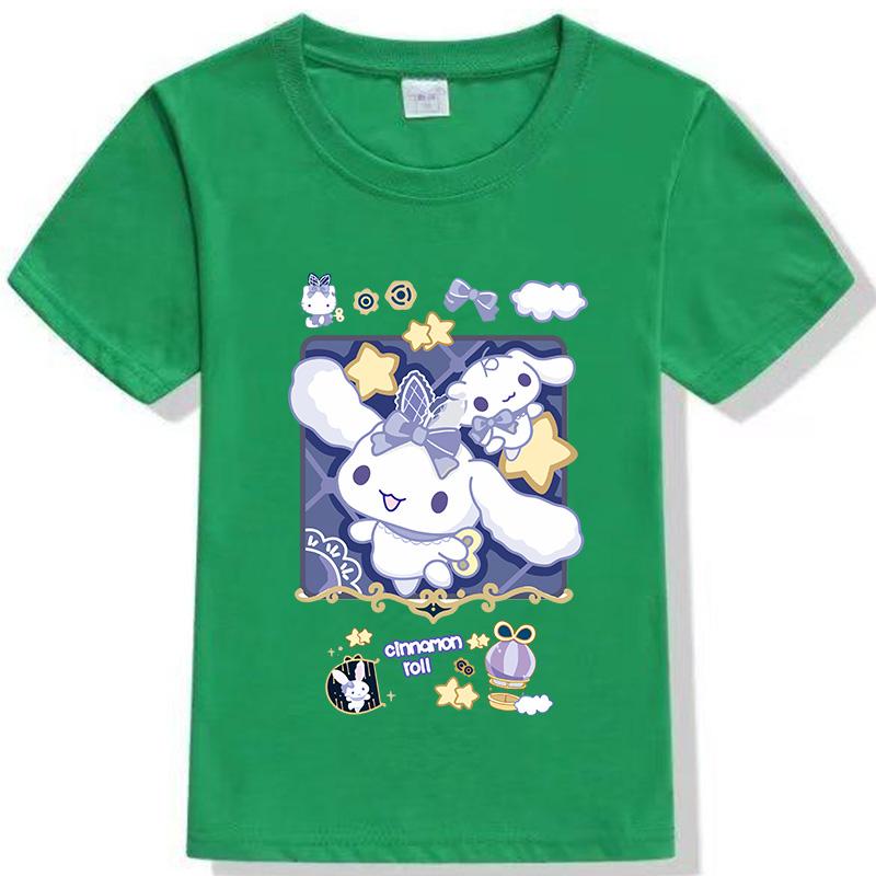 Star Jade Gui Big Ear Dog Childrens Tshirt Pure Cotton Round Neck Fashion Parent Child Clothing Candy Color Family Clothing S
