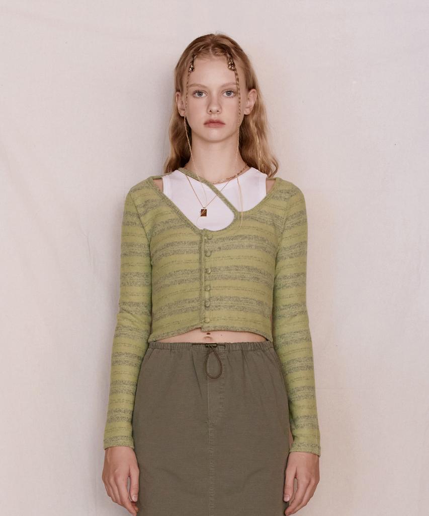 Pabeleupinggeo Cross Line Crop Knit (Green)