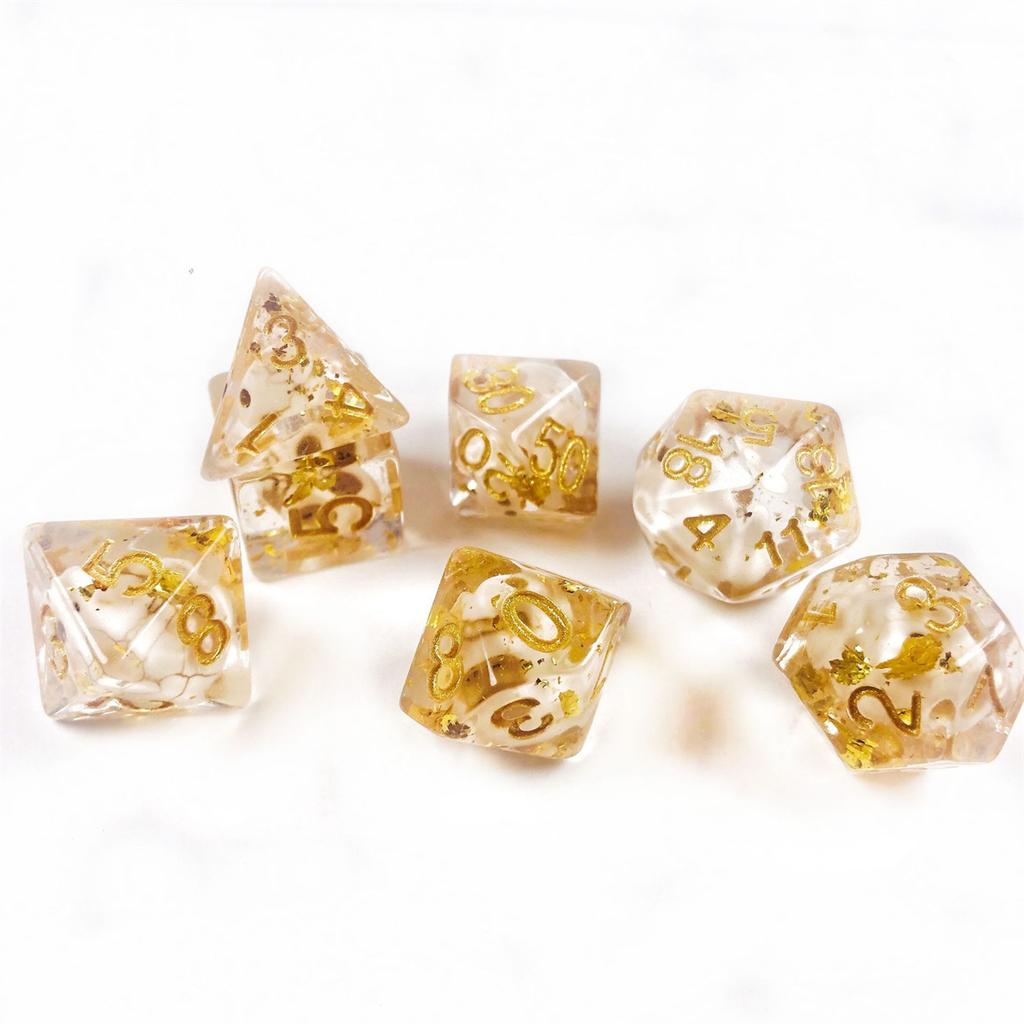 7Pcs Polyhedral Dices Set Gold Skull Acrylic Multi Dices D6 D4 D8 D10 D12 D20 Dice For Role Playing Rpg Games