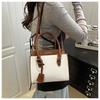 Women's Faux Leather Color Block Tote Bag Large Capacity Mother Daughter Set Shoulder Bag Fashionable Casual Handbag