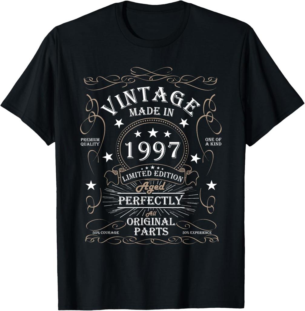 28. Geburtstag T-Shirt 1997 Geburtstagsgeschenke für Unisex Damen T-Shirt Individuell Bedruckte Grafik-T-Shirts Vintage Unisex Kleidung Oberteile