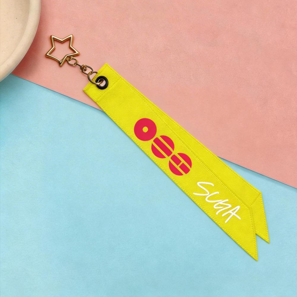 BTS Member Name Ribbon Phone Strap, Bangtan Boys Yellow Lanyard with Star Charm, Kpop ARMY Fans Bag/Phone Accessory