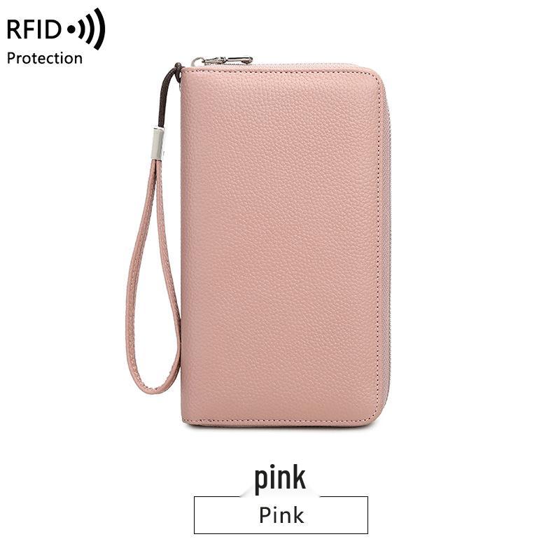 Genuine Leather RFID Anti-theft Long Wallet with Multi-card Slots and Large Capacity