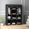 Fabric Wardrobe, with Rails and Shelves - Black