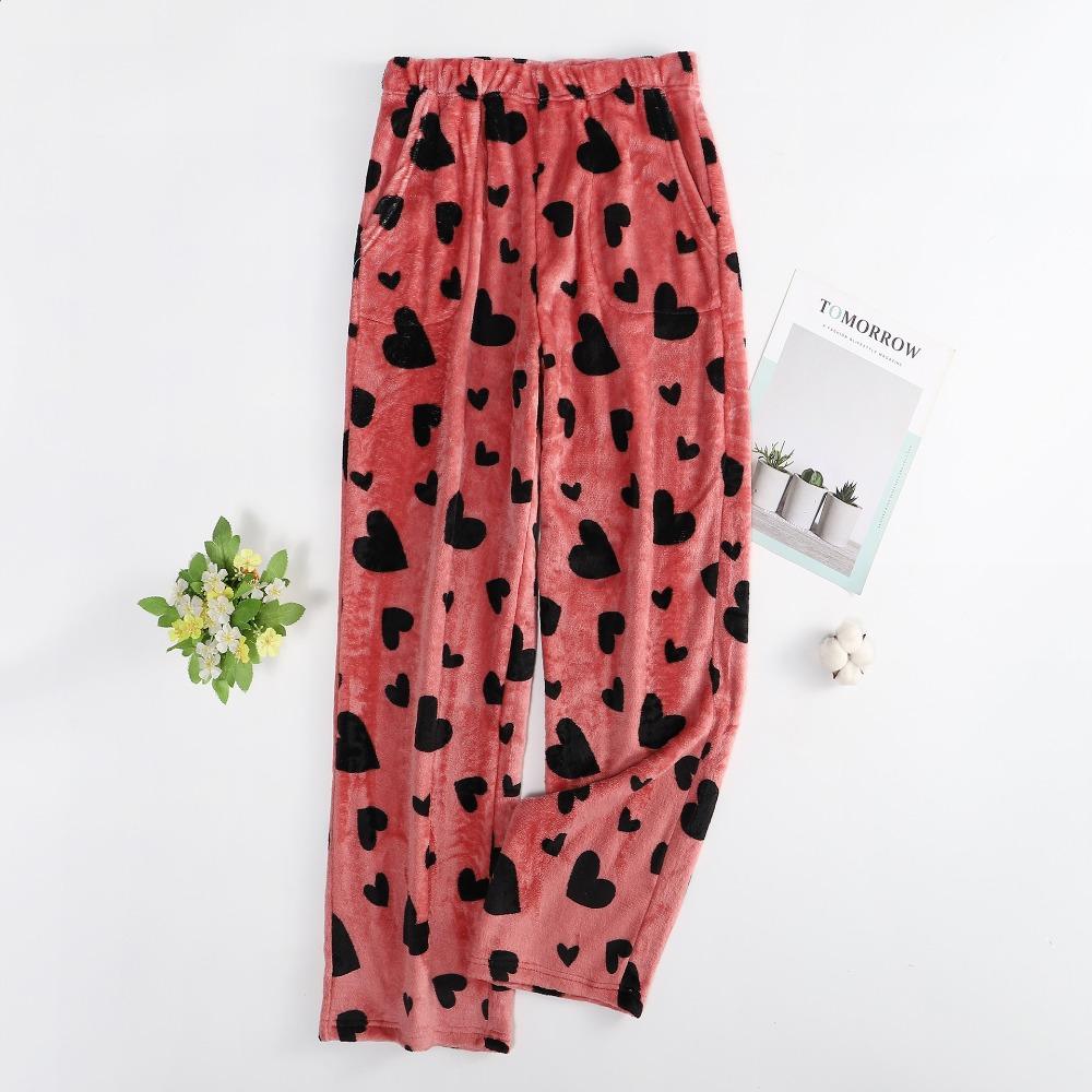 Women's Elastic Waist Plaid Fleece Pajama Pants Loose Fit Sleep Pants For Loungewear