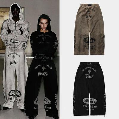 Calças Jogger Femininas Badblood BCAC de Corte Solto, Lavagem Vintage, Perna Larga, Tendência