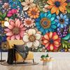Lebendiges buntes Blumen-Wandteppich Böhmische Wandkunst für Schlafzimmer Wohnzimmer Dekor Blumengarten inspiriertes Design Heimdekoration
