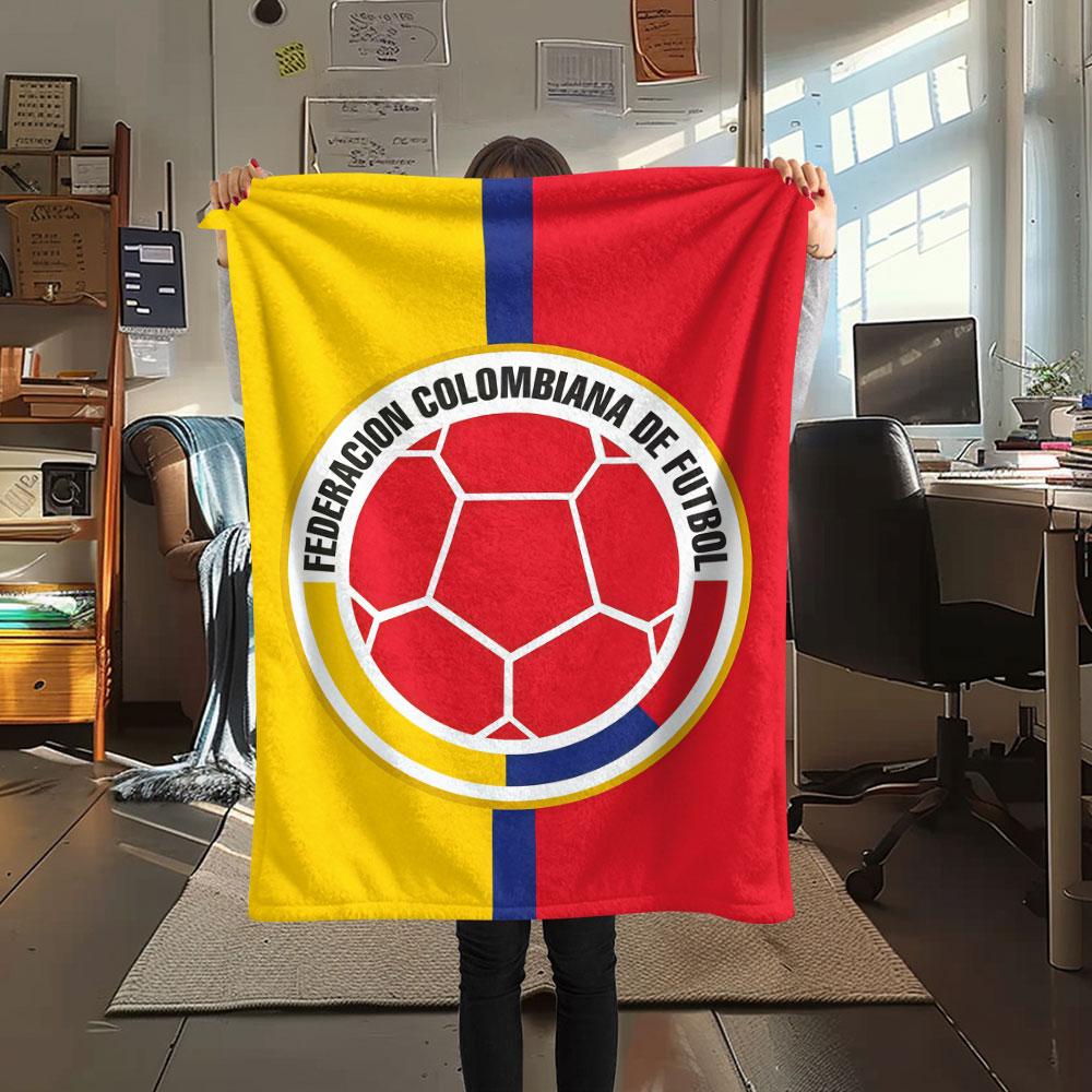 Colombia football Printed Flannel Blanket, soft throw for bedroom sofa, washable,soccer fan merchandise, great gift.
