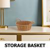 Portable Imitation Rattan Handwoven Round Basket with Handles Multipurpose Storage Organizer for Kitchen Living Room Bathroom