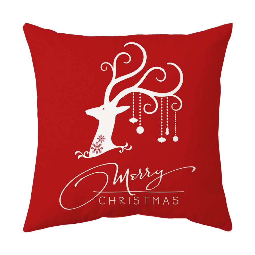 

Christmas Themed Red Bottom Cushion Pillow Cover Linen Short Plush Printed Pillow Cover Cushion Holiday Gift 45*45cm