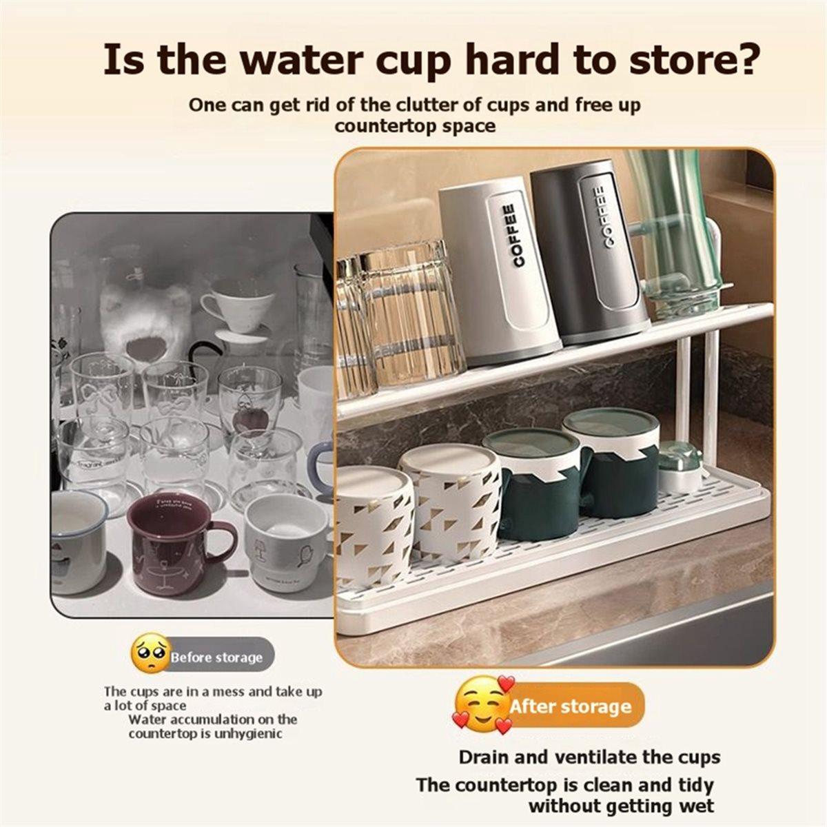 

Cup Holder, Storage Rack,Dining Table, Countertop, Glass Cup, Tea Cup,Coffee Cup, Double-Layer Drain Tray Holder China Mainland