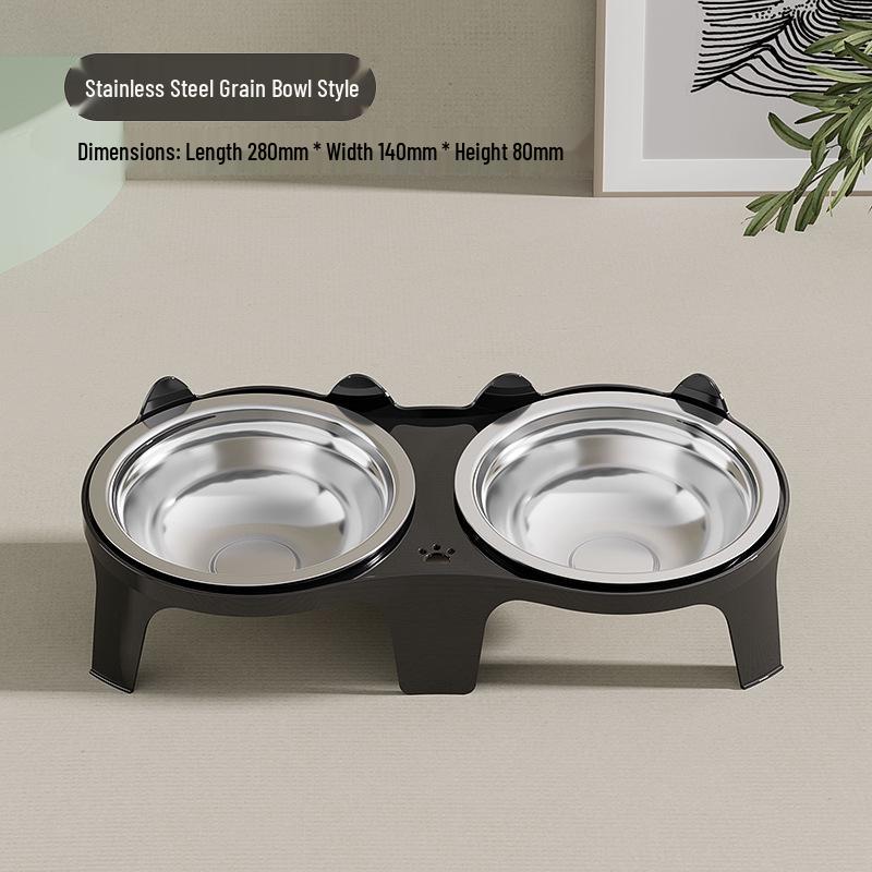 

Ceramic Double Cat Bowl with Slanted Design for Protecting Cervical Spine – Anti-Tip, Integrated Feeding & Watering Solution for Kittens and Cats.