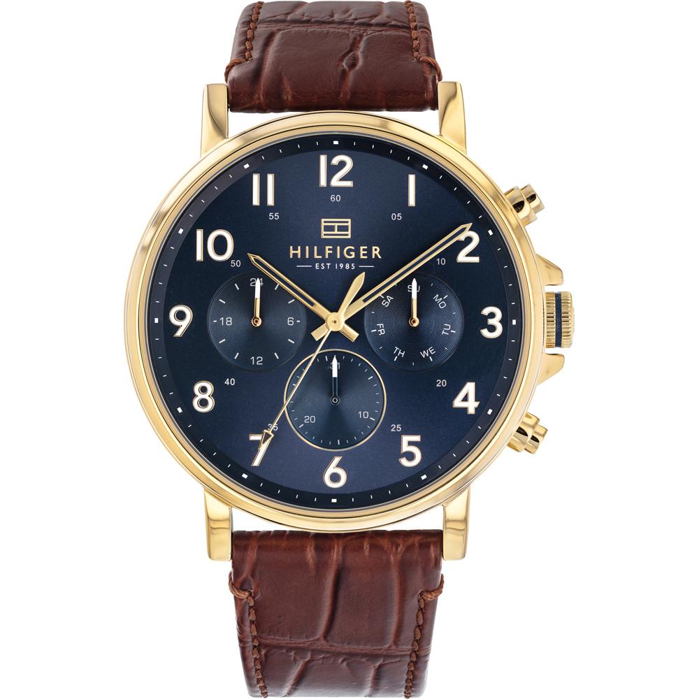 Tommy Hilfiger Daniel Blue Brown Leather Strap Men s Quartz Watch 1710380 синий