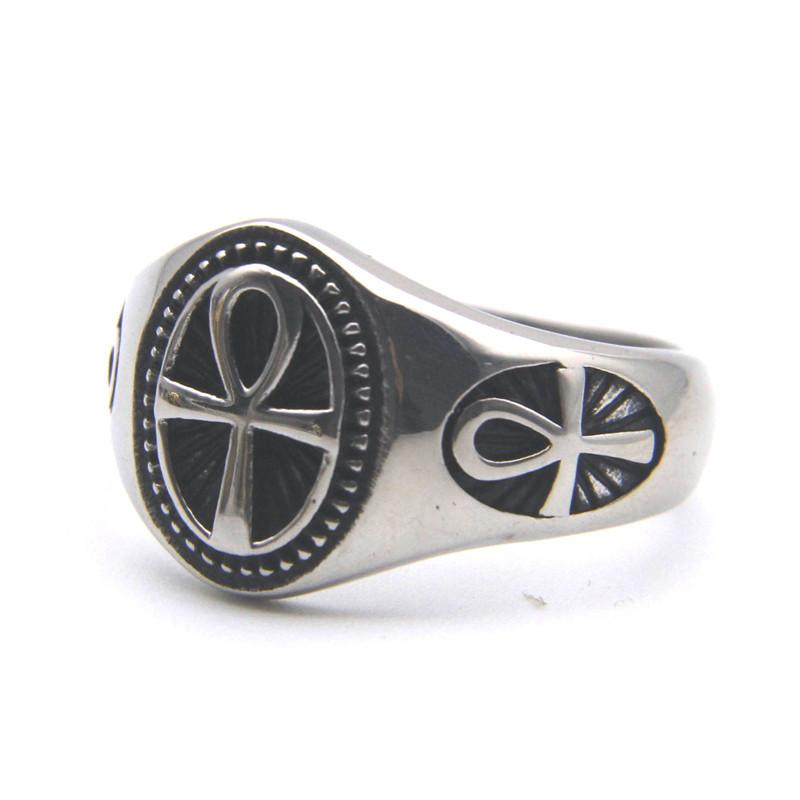 Solid Warrior Cross Ring 316L Stainless Steel Jewelry Punk Biker Style  Ring Size 7-13