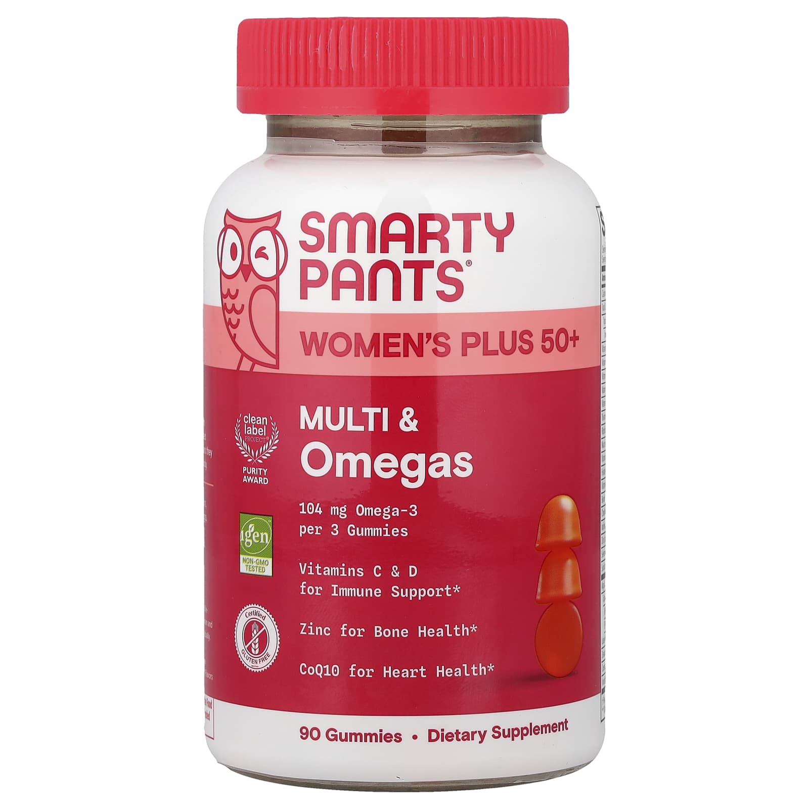 

SmartyPants, Women s Plus 50+, Multi & Omega Gummies, Orange & Mango Orange, 90 Gummies