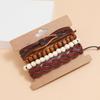 New Vintage Retro Braided Personality Leather Jewelry Simple Fashion 4 Pieces Set Unisex Wrap Geometric Bracelet
