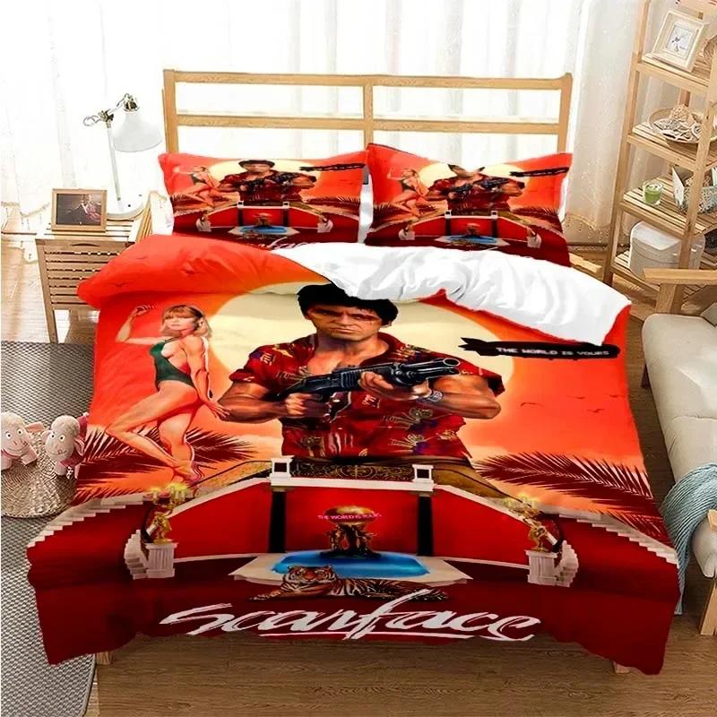 Tony Montana Scarfaces Printed Bed Set Duvet Cover Pillowcase Bedding Set Bed Linen Sheet Quilt Cover Full Queen King Size