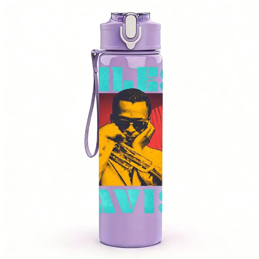 1PC Miles Davis Jazz 750ml Sports Water Bottle Leakproof Straw Lid Outdoor Office Home