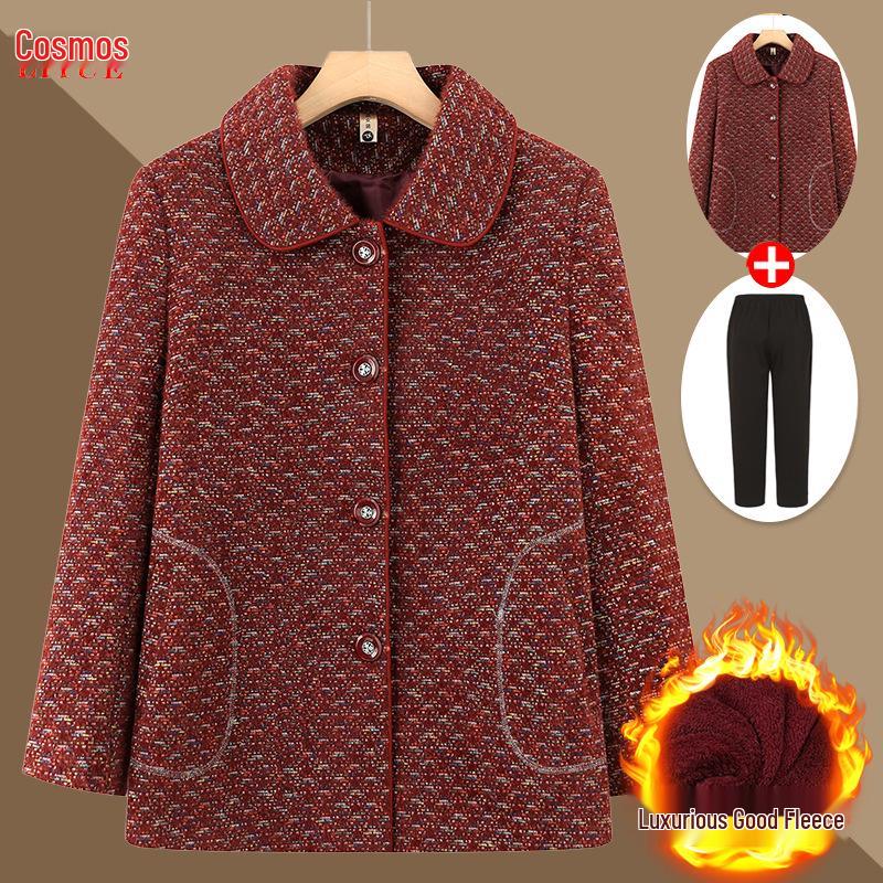 Spring and Autumn Outerwear for Middle-aged and Elderly Women, Plus Size, Short Style, Ages 60-80.