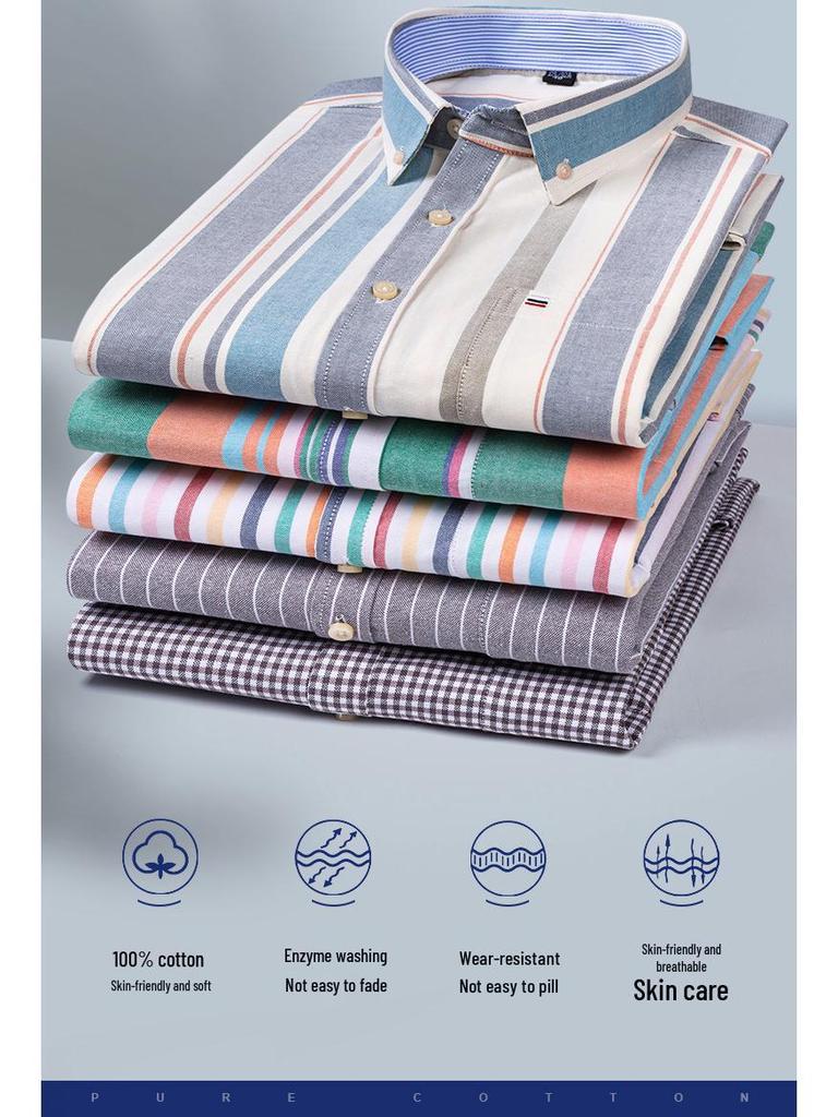 Men's Plus Size Plaid Oxford Cotton Long-Sleeve Shirt