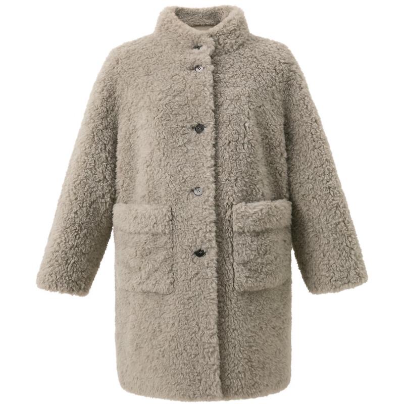 Sancai 100% Merino Wool Stand-Up Collar Mid-Length Coat