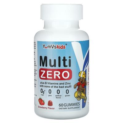 YumVs, för barn, multi zero gummies, jordgubbar, 60 gummies
