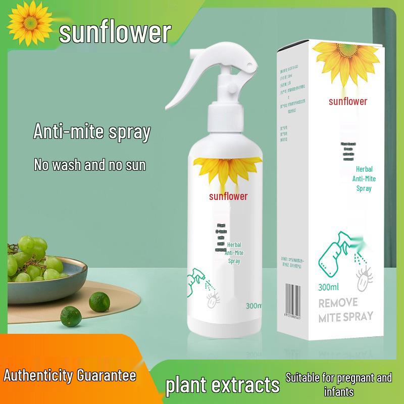 Sunflower Herbal Anti-Mite Spray for Beds & Wardrobes, Safe for Pregnant Women & Infants, Includes Anti-Mite Sachet