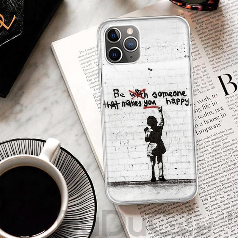 Street Art Banksy Graffiti Cover For iPhone 16 15 14 13 12 11 Pro Max Apple Phone Case X XS 7 Plus 8 + Art Customized Print Shel